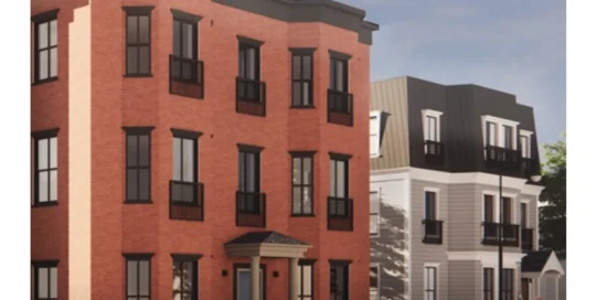 In this rendering, 262 Norfolk is in the center, and 270 Norfolk is to the right